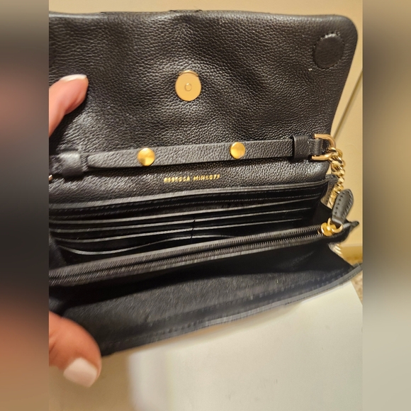 NEW Rebecca Minkoff Mini "Edie" Black Quilted Leather Crossbody Bag Gold $228 - Picture 5 of 9